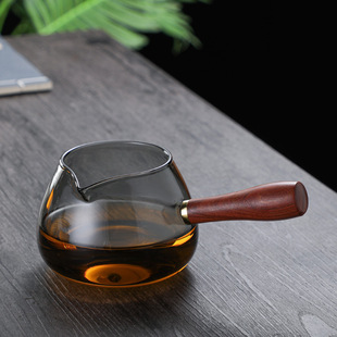 Fair Cup Glass Wooden Handle Tea Divider Household Tea Sea Tea Cup Tea Set Accessories Set High Temperature Resistant Filter Tea Drain
