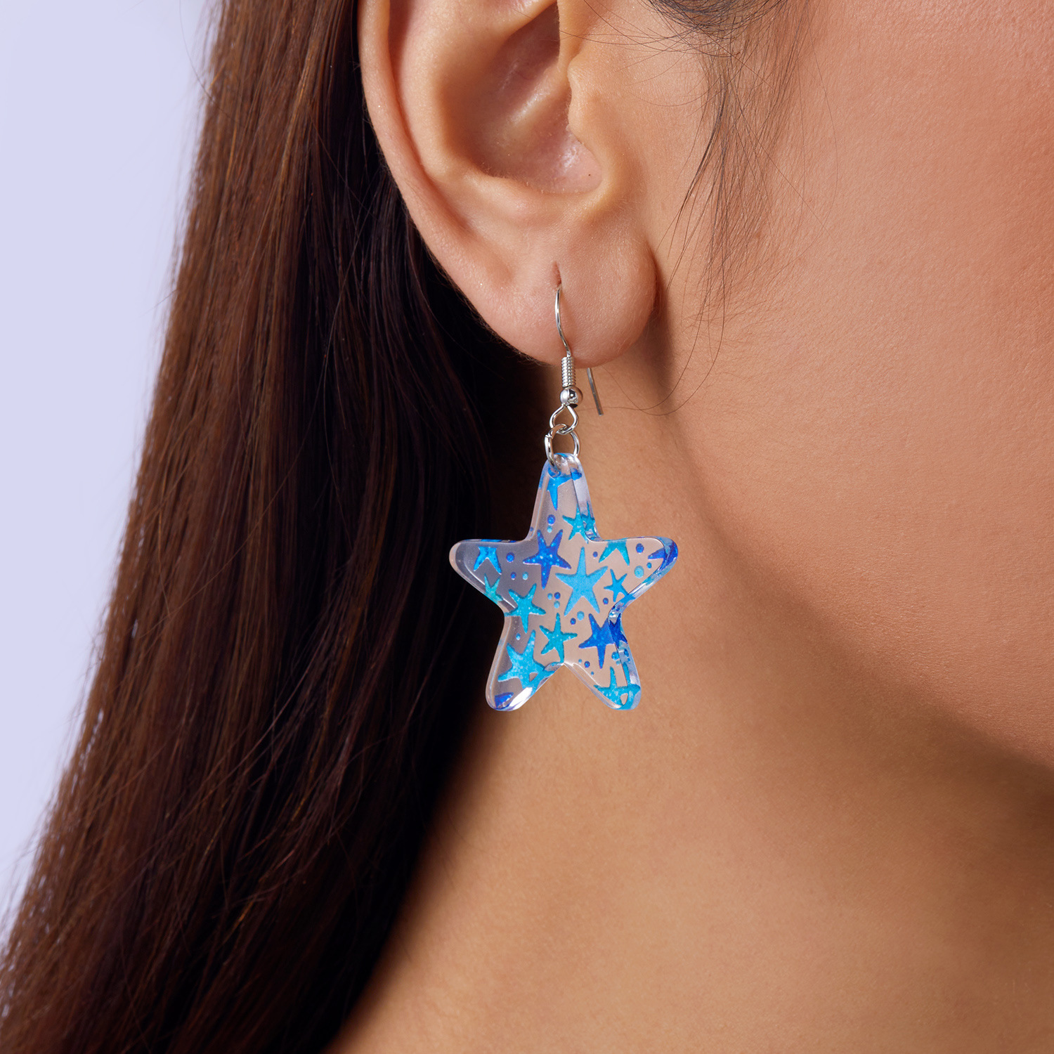 11g Weight Alloy Ear Needle Material Drop Earrings Classification 1 Pair Quantity Holiday, Daily Occasion Acrylic Material Starfish Pattern Spring&Summer Season Women's Gender Plating Design Vacation, Classic Style Style 1 Pair Vacation Classic Style Starfish Plating Acrylic Drop Earrings 3
