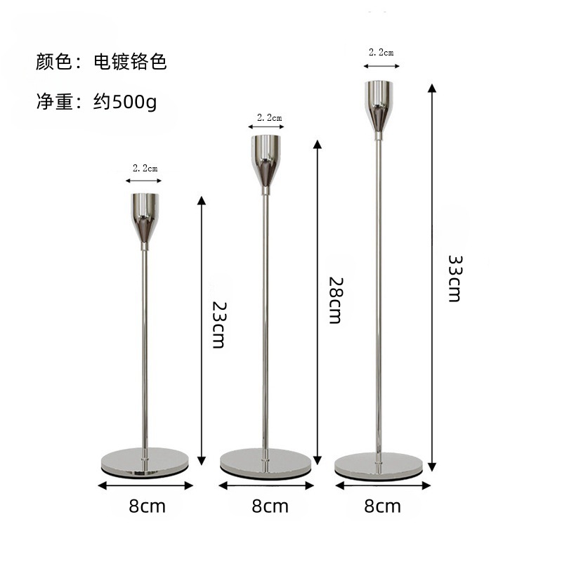 Vela de estilo europeo, candelabro, mesa de comedor, cena romántica a la luz de las velas, decoración de tres piezas, decoración de galvanoplastia de boda