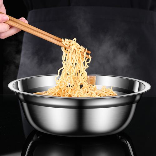 Stainless steel bowl wholesale 316 food grade household kitchen vegetable washing, egg beating and dough mixing bowl, multi-purpose school canteen soup bowl