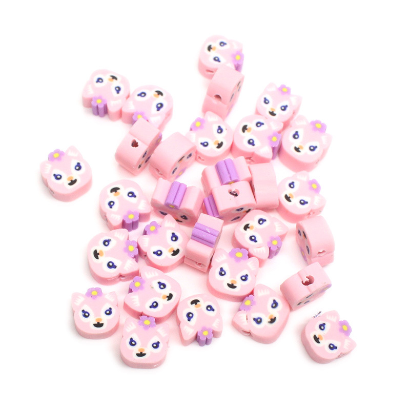 Cuentas de cerámica suave DIY, caras sonrientes, sueltas para pulseras y collares