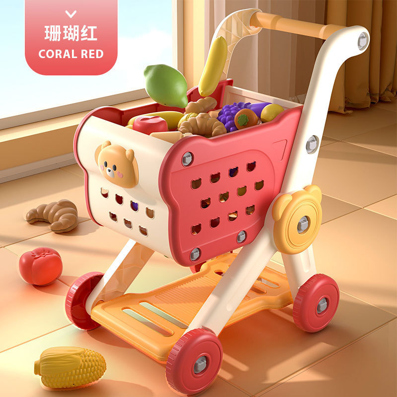 インターネット有名人の子供用ショッピングカートシミュレーションスーパーマーケットトロリーベビーフルーツと野菜モデルカットアウトおままごとおもちゃ|undefined