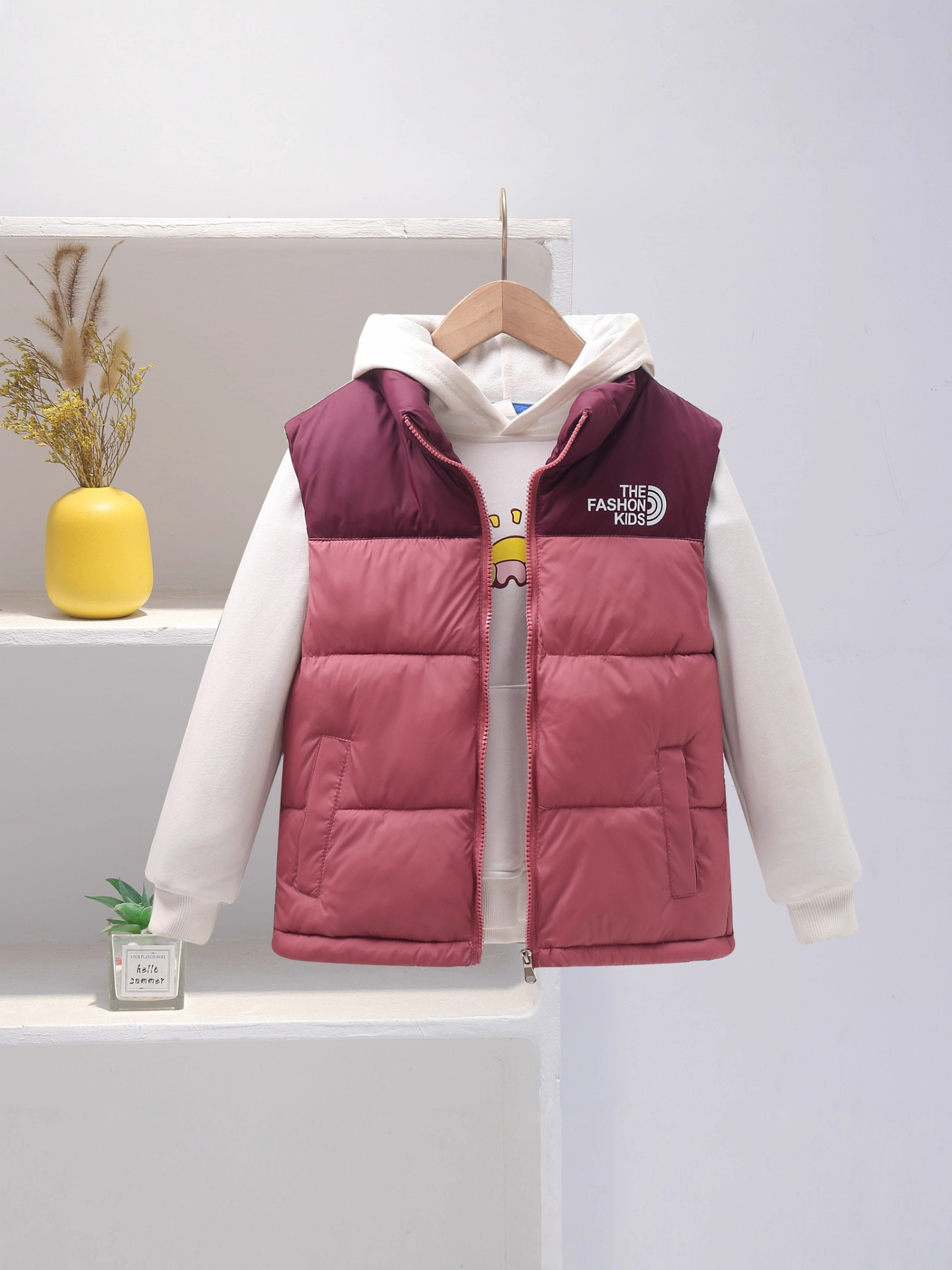 2025 chaleco de algodón de pluma para niños, hombres y mujeres, niños de edad media y edad media, cuello de pie empalmado, ropa infantil, hombro de invierno puede ser grueso y cálido