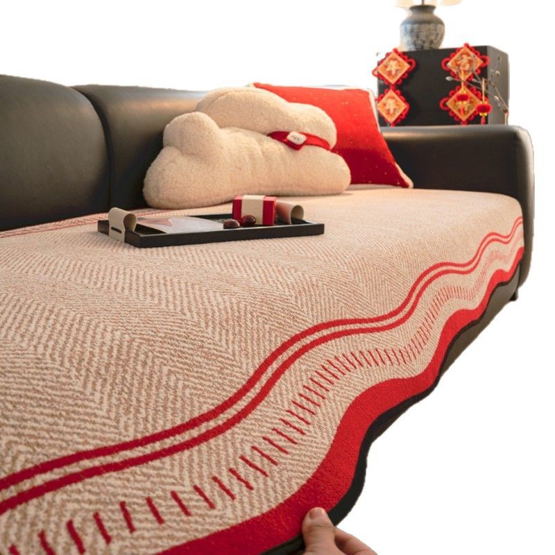 Rojo festivo Año Nuevo cojín de sofá de Año Nuevo 2025 nuevo cojín de cuatro estaciones anti-deslizante sofá cubierta de primavera