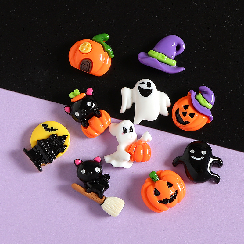 光沢のあるハロウィン樹脂小物アクセサリー diy ウォーターカップ冷蔵庫マグネット携帯電話ケース下駄バックルヘアアクセサリーフェスティバルアクセサリー
