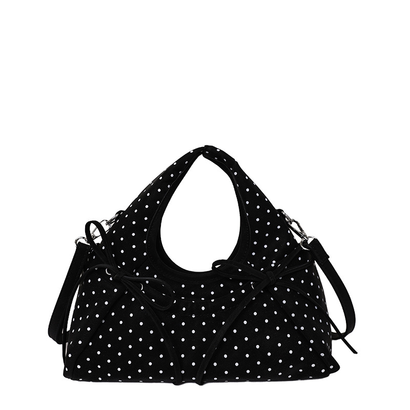 Bolsa de mano de arco exquisita coreana para mujeres verano 2026 simple diaria versátil onda punto sensación de hombro mochila