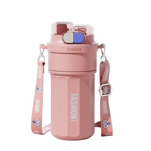 Insulated Cup for Girls, High-End 316 Stainless Steel Straw Water Bottle, Crossbody and Backpackable with Dual Drinking Spouts, New Design 