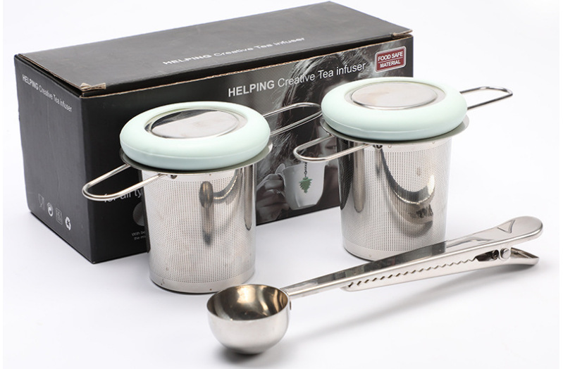 Suministro directo de fábrica fabricante de té 304 colador de té de acero inoxidable simple plegable juego de té binaural accesorios gran cantidad en stock