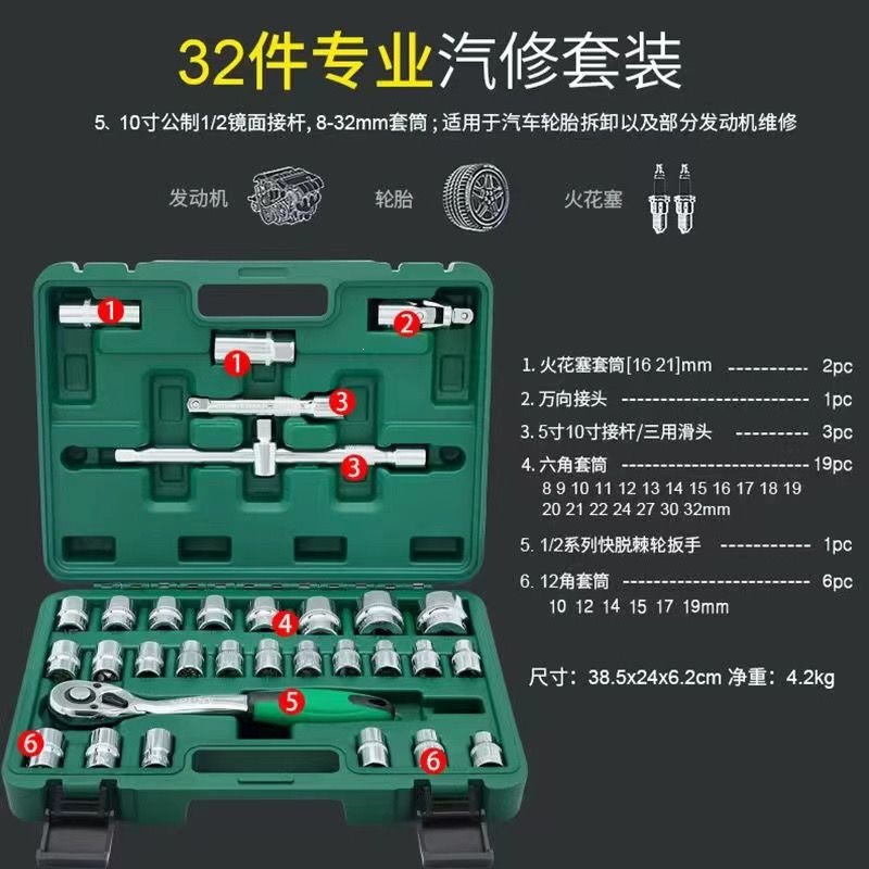 European Craftsmanship 216-Piece Socket Wrench Set, Comprehensive Home Auto Repair and Car Maintenance Kit, Ratchet Quick Wrench
