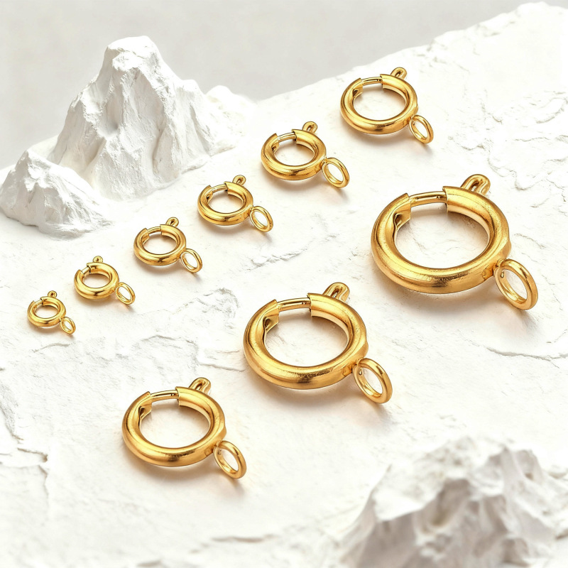 メッキ金色ステンレス鋼パチンコスプリングバックルチタン鋼水バブルバックルdiy手作りアクセサリー丸バックル|undefined