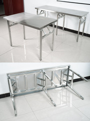 加厚不鏽鋼摺疊桌家用長條桌子商用長方形戶外燒烤擺攤便攜式餐桌