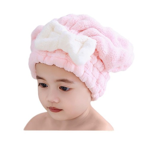 Cute dry hair cap for children, baby dry hair cap, towel, cute bow, fluffy plush, thickened, quick-drying and absorbent