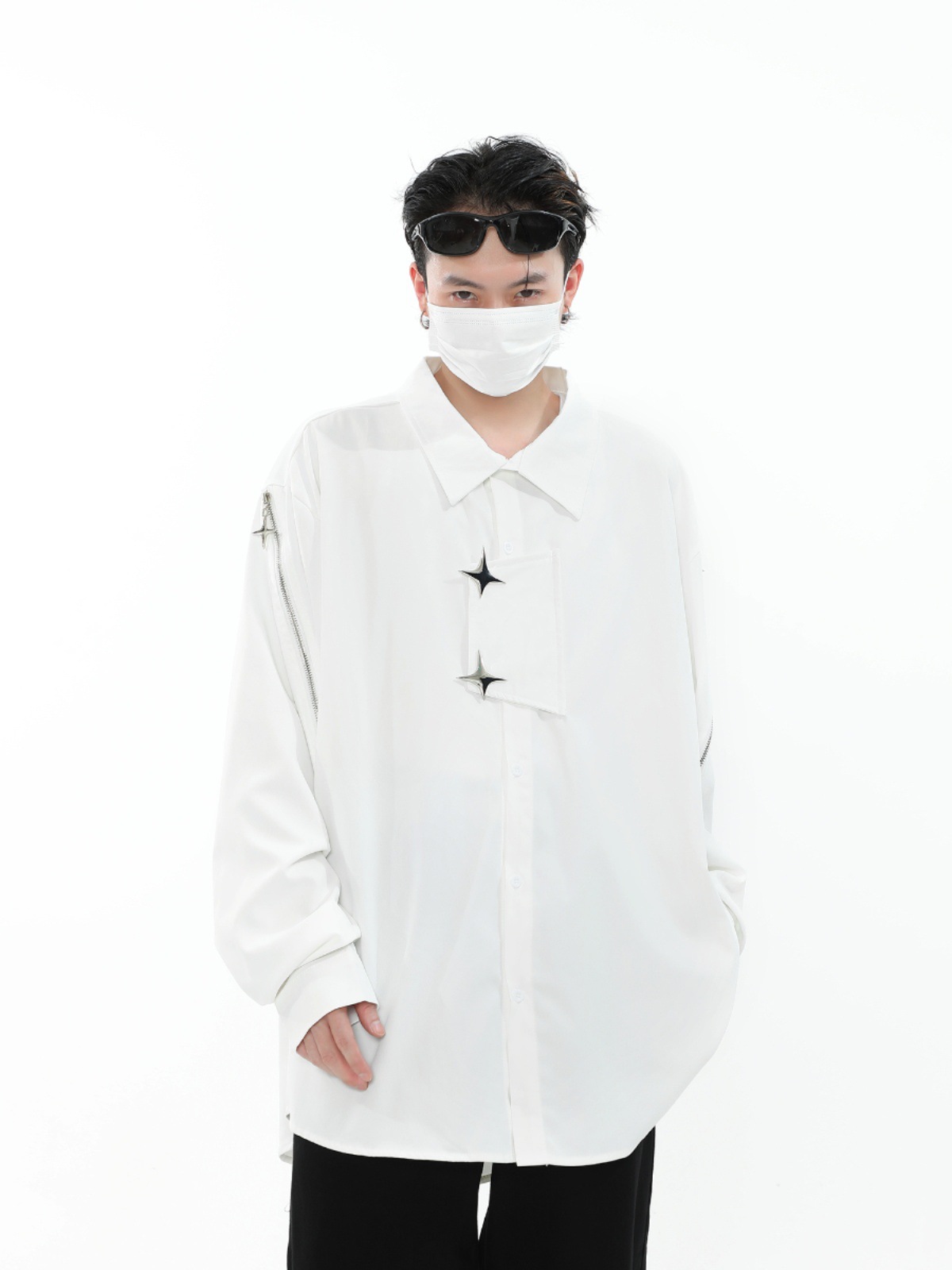 Retro metal demi-season shirt with zipper