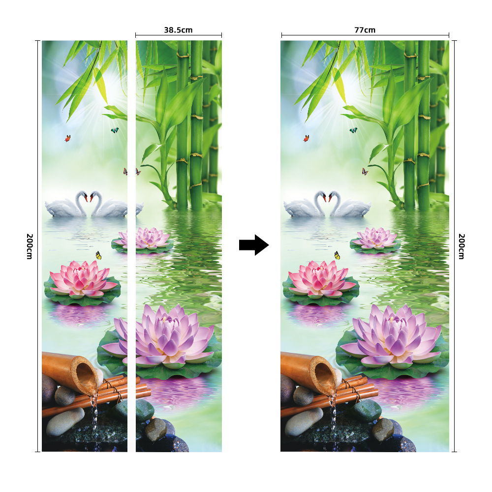 Pegatinas para puertas 3D respetuosas con el medio ambiente, autoadhesivos, fabricantes de origen al por mayor, patrones populares transfronterizos de alta definición, adhesivos para puertas impermeables, a prueba de aceite y antiincrustantes