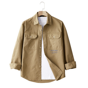 Long-Sleeved Shirt Men's Lapel Spring and Autumn Casual Men's Pure Cotton Business Casual Work Shirt Autumn Wear