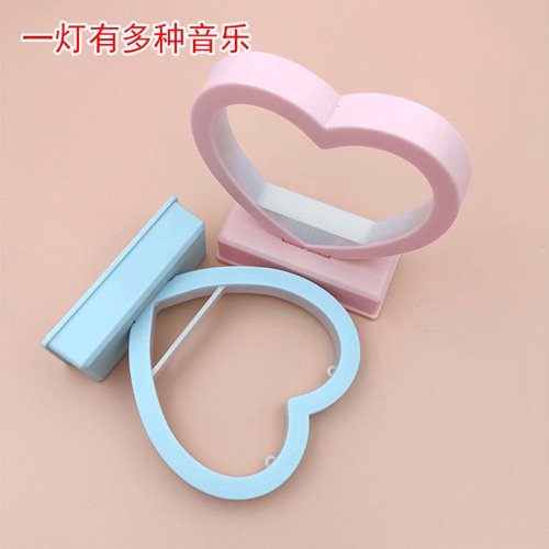 Creative DIY accessories music night light heart shaped bedside decoration small table lamp ornaments mini luminous toy lamp