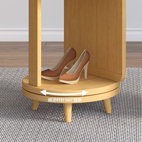 Dressing mirror, full-length floor-to-ceiling mirror, home bedroom, light luxury bedside table, clothes hanger, solid wood rotating fitting mirror