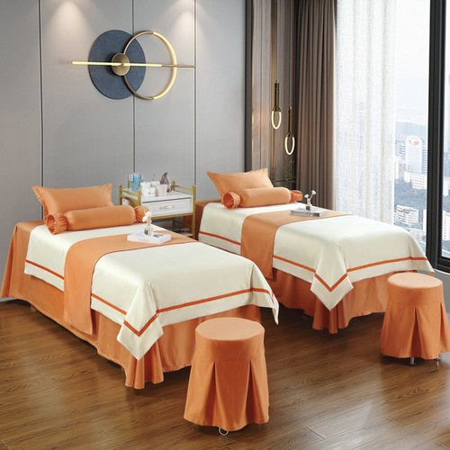 New beauty bedspread set of four pieces, beauty salon body care massage hair washing bedspread, ear cleaning head therapy bedspread, printed logo