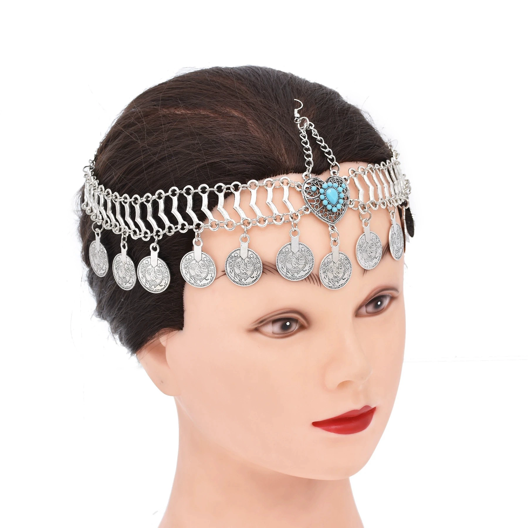 Эthnic hair accessory, headband, coins, ethnic style, micro incrustation, boho style