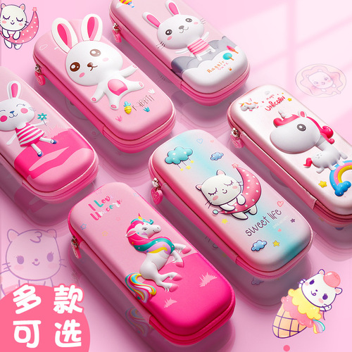 Back-to-school pencil bag ins style niche large-capacity stationery bag high-looking primary school student stationery box 3D pencil case wholesale