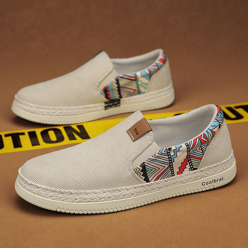 Zapatillas de Lona Primavera 2026, Estilo Étnico, Calzado Casual para Hombre, Sin Cordones, Estilo Pekín Antiguo, Modernas