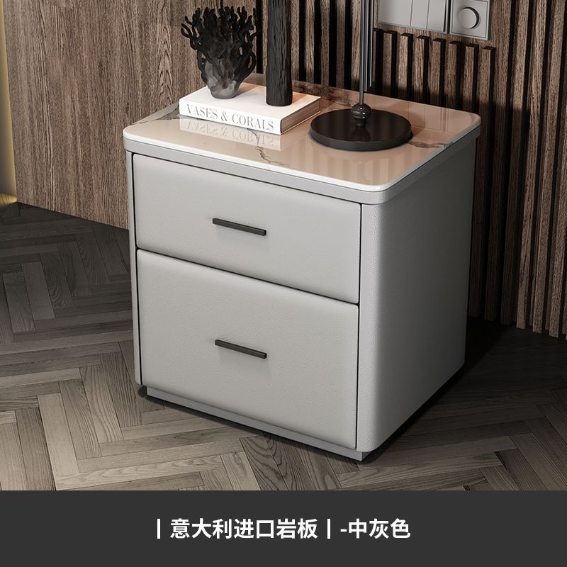 중간 회색 단단한 나무 프레임 마이크로 화이버 가죽 + 록 플레이트 테이블 상단