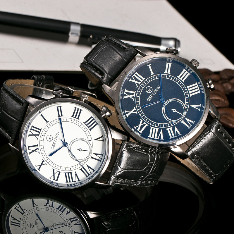 Factory Direct new hot sale belt single eye fashion Blue Pointer casual simple Roman scale men's watch