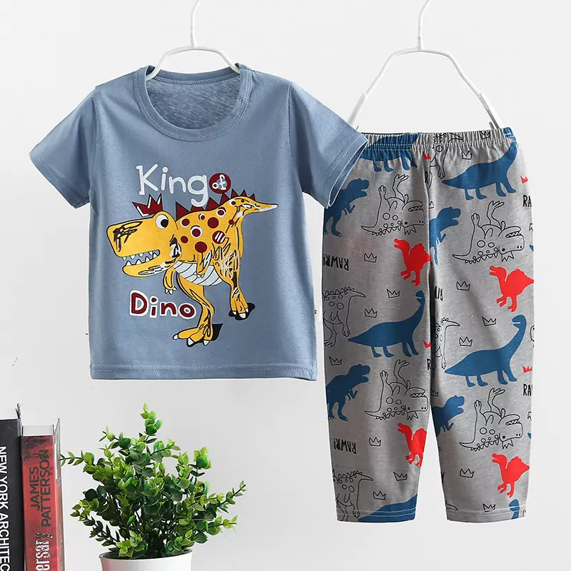 跨境薄款家居服套装短袖长裤组合中大童内衣套装厂家童装一件代发