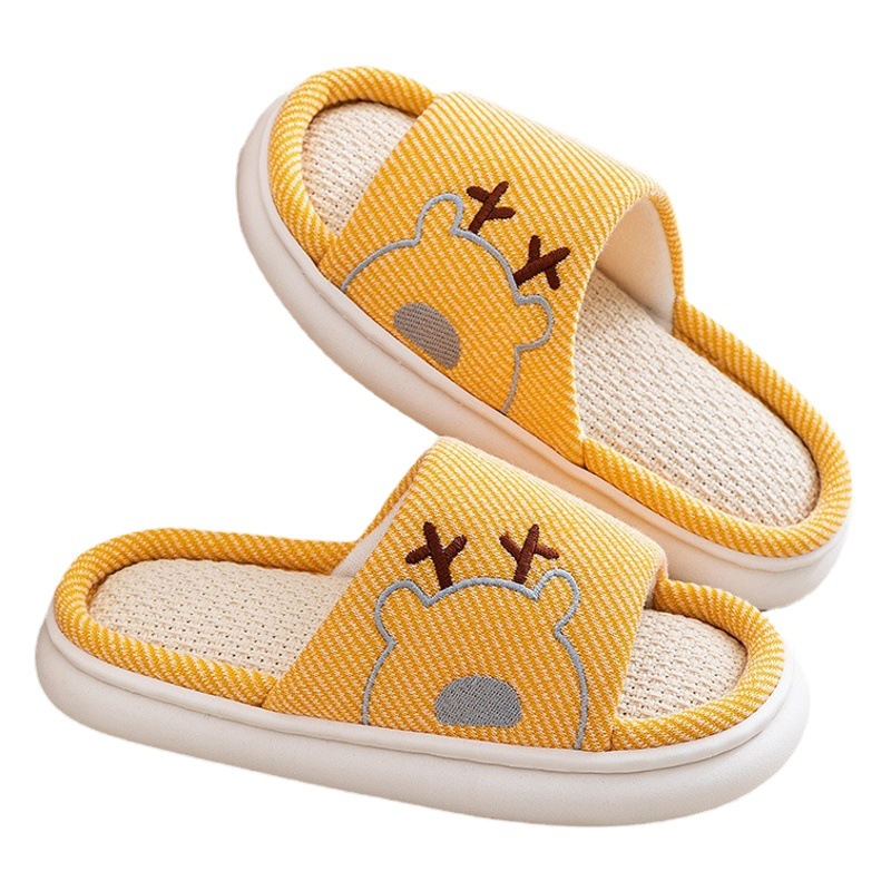 Xinwang 2026 Summer Children's Linen Slippers for Girls, Thick-Soled Home Slippers with a Soft Feel, Couple's Cotton and Linen Slippers for Men, Wholesale