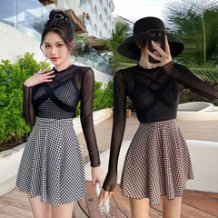 Ladies' New Style One-piece Net Bathing Suit with Skirt-like Design, Sweet and Conservative Sexy, Slimming, Abdomen and Small Bust Covering Hot Spring Swimwear