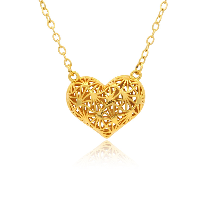 Xuping aleación de cobre chapado 24k color temperamento simple hueco amor collar de nicho de diseño diario para mujeres collares al por mayor