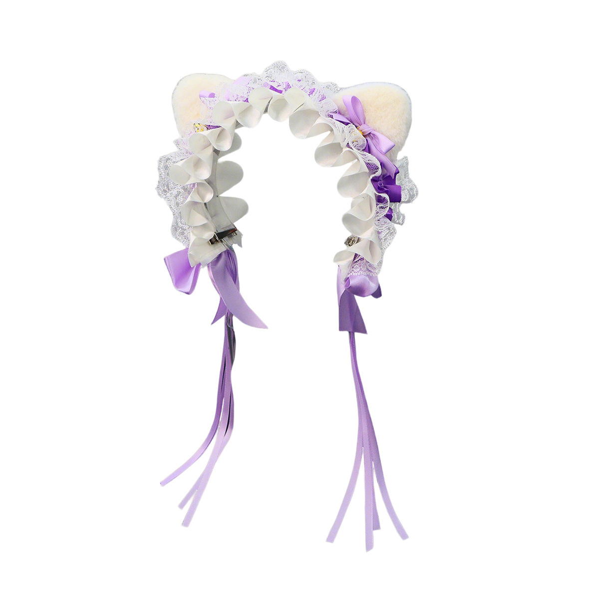 Lolita orejas de gato adornamiento de cabello arco campana de encaje borde clip de cabello banda de malla pulsera de hilo orejas de animales correa de cabello