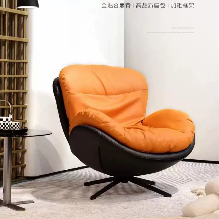 轻奢简约单人沙发椅家用客厅可旋转休闲老虎椅书房高背松软懒人椅