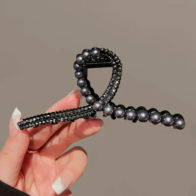 秋冬季新款发夹黑色发夹女高级后脑勺盘发大号鲨鱼夹子气质头饰