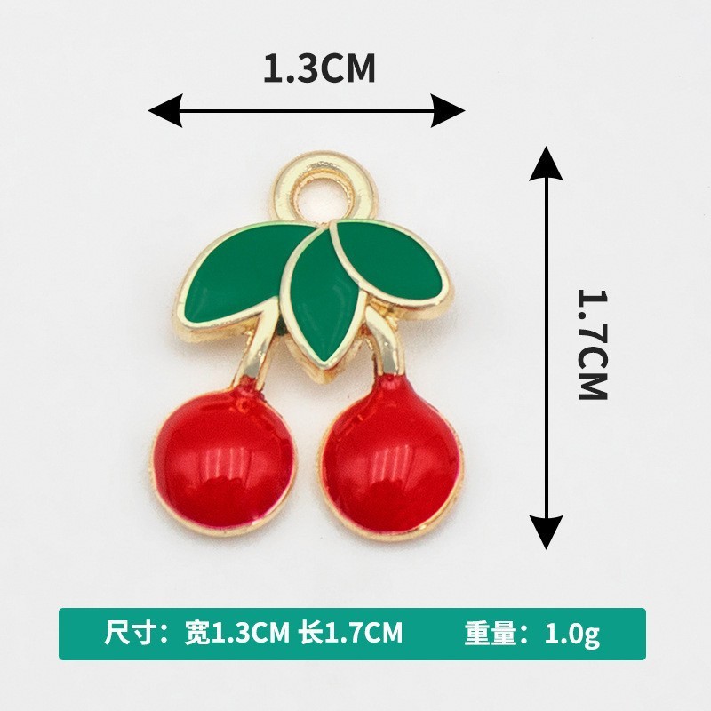 红色樱桃滴油吊坠欧美微镶锆石水果挂坠DIY饰品配件清新项链手链|undefined