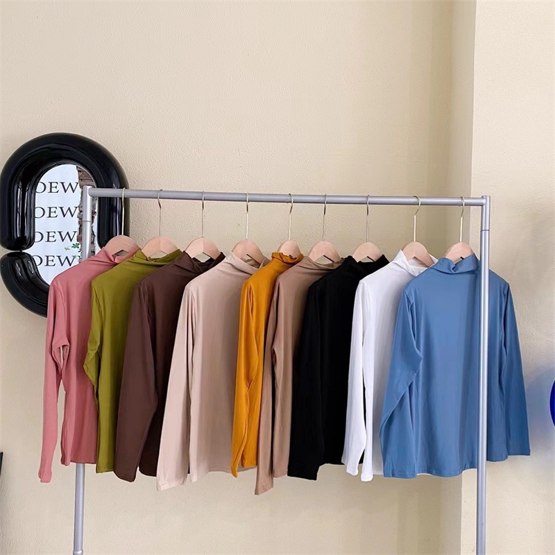 2025秋冬九色半高领打底衫女新款亲肤裸感面膜衣高弹修身长袖上衣