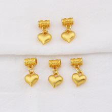 古法金三通管心心相印diy饰品配件项链挂件哑金爱心手链手工编织