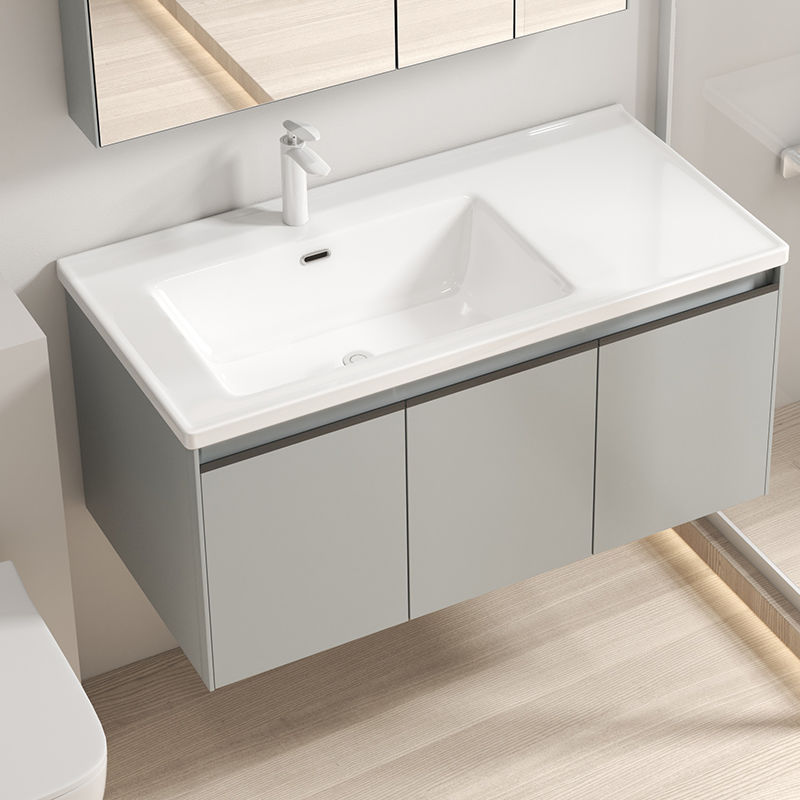 Gabinete de baño combinación de acero inoxidable que cuelga la pared del Gabinete cuarto de baño lavabo de almacenamiento espejo de almacenamiento rack de cerámica cuenca integrada