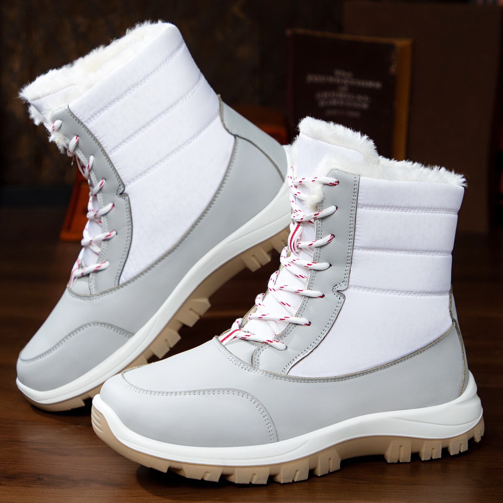 Botas de algodón, botas de poliuretano, botas de mujer, botas de algodón calientes, botas de nieve cómodas, botas