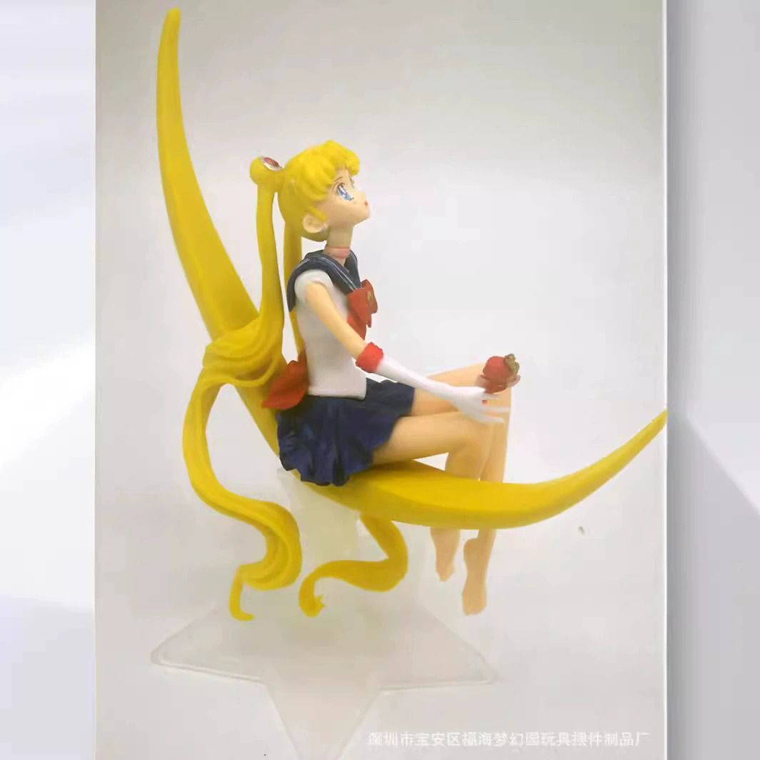 Фигура Сейлор Мун — Сидящая Луна светлая, топпер для торта из PVC, эффект водной прозрачности, 15,5×11,5 см