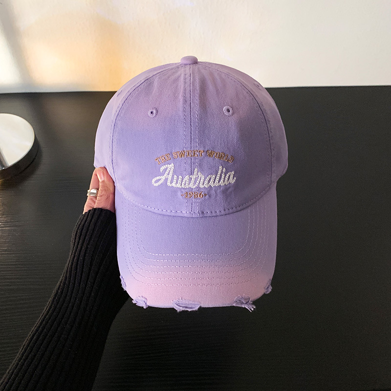 Sombrero de béisbol amarillo leche bordado de letras, sombrero ancho para mujeres, sombrero de lengua de pato, estilo coreano, sombrero de agujero de agujero, moda