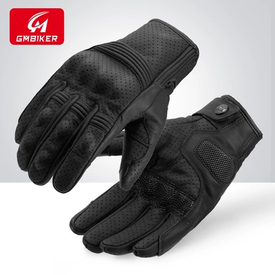 Motorcycle Safety Supplies, Genuine Leather, Anti-Fall, Racing, Motorcycle - 303-black-breathable-model-imported-sheepskin-soft-and-comfortable-s