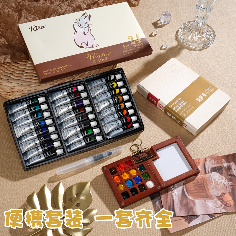 Mini caja de pintura de acuarela caja de nuez portátil cuaderno de dibujo de viaje cuaderno de dibujo conjunto de color image 5