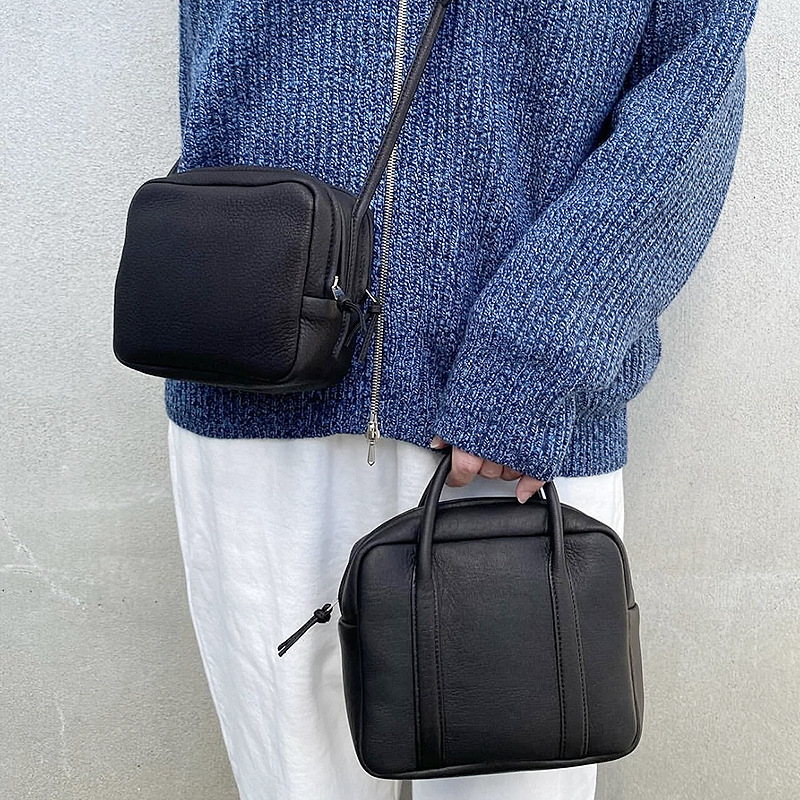 2025 Japan Niche Boston Bag With Adjustable Strap Aeta Genuine Leather Tofu Handbag Women's Crossbody Small Square Bag - Thumbnail 2