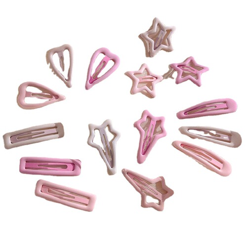Cute pink star children's hairpin female side forehead broken hair bangs hairpin baby small bb clip headwear