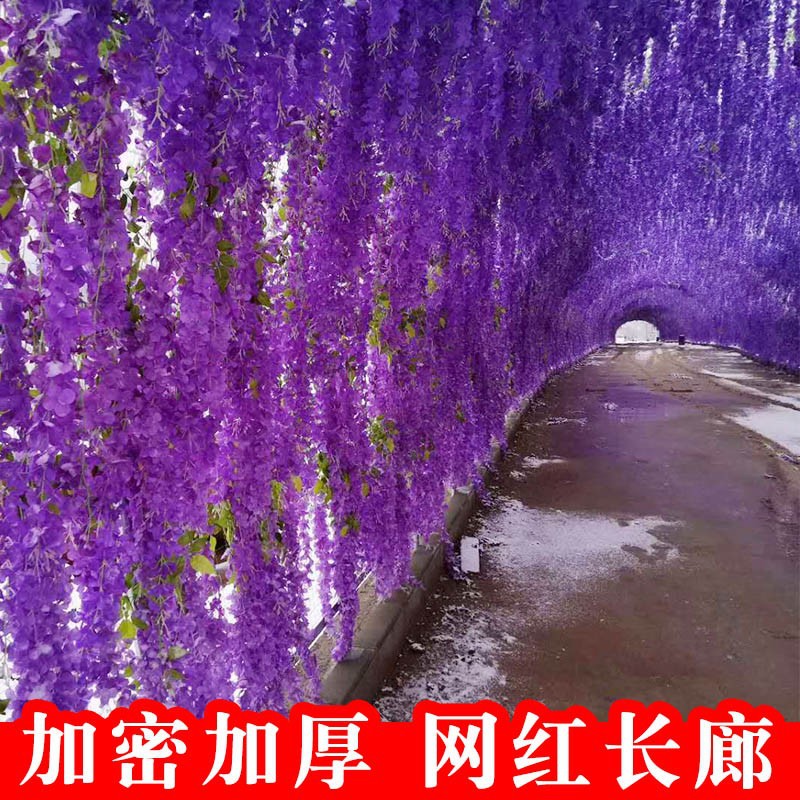 Faux Wisteria Vine with Purple Violet Hanging Flower Chains for Indoor Wall Decoration, Plastic Flower for Wedding Decorations
