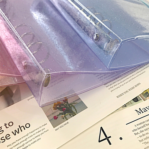 Ins style creative PP strap hand ledger color transparent pvc cover student notebook simple a5 loose-leaf book