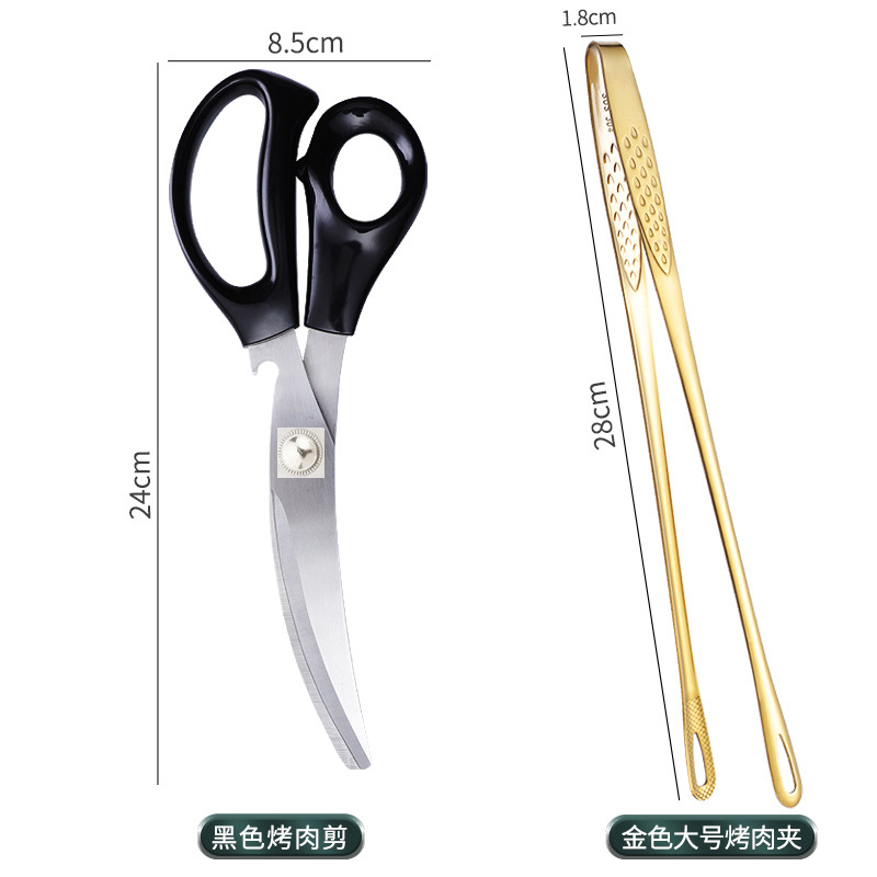 304 clip de barbacoa coreano de acero inoxidable alargado clip de carne buffet clip de barbacoa restaurante cocina tijeras de cocina