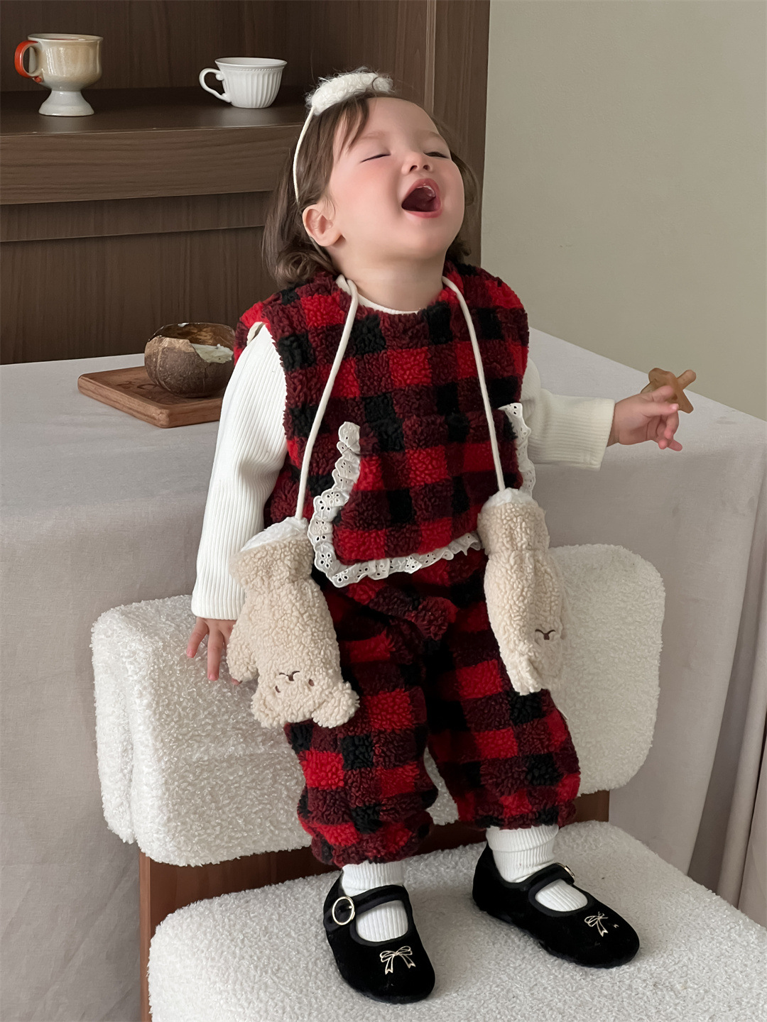 Ropa de invierno infantil engrosada, bata de placas, ropa infantil coreana, ropa de bebé, ropa de invierno para niñas, ropa de base image 6