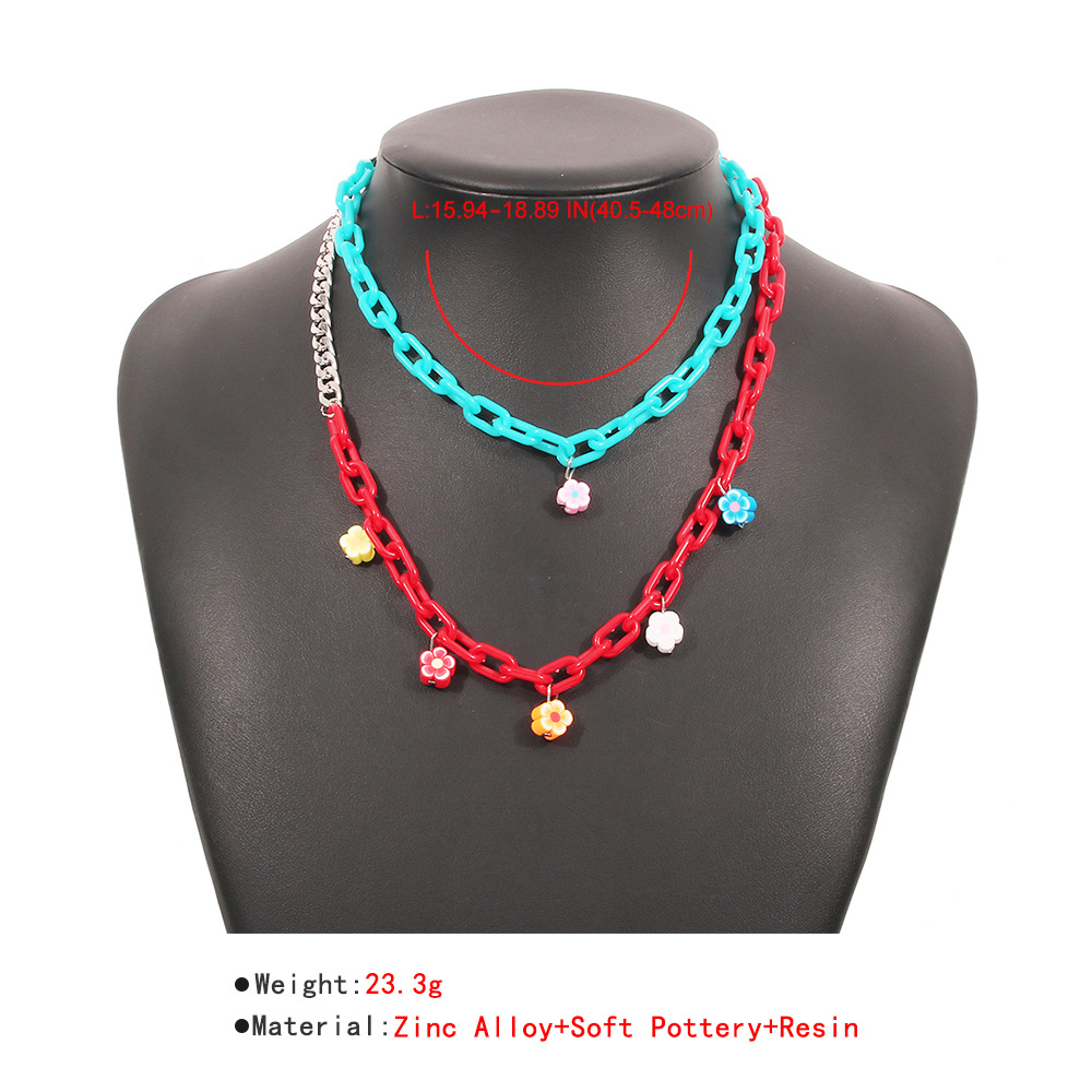 Wholesale Jewelry Colorful Chain Splicing Flower Pendant Necklace Nihaojewelry display picture 5